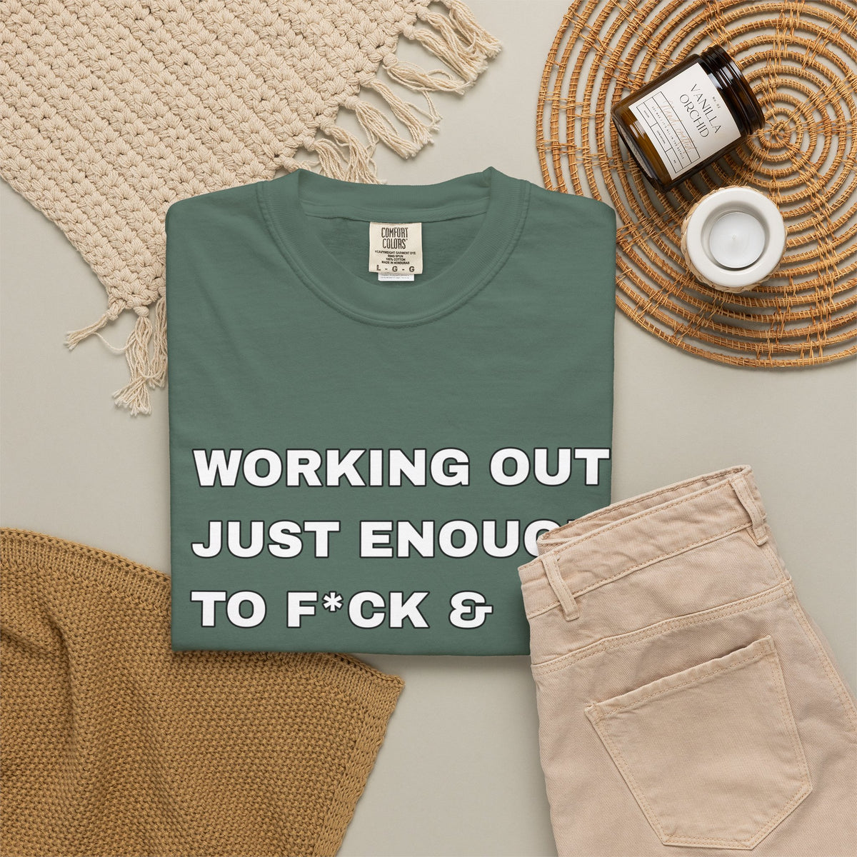 GYM T-Shirt — "Working Out Just Enough to F*ck & Fight" Motivational Sarcastic Tee