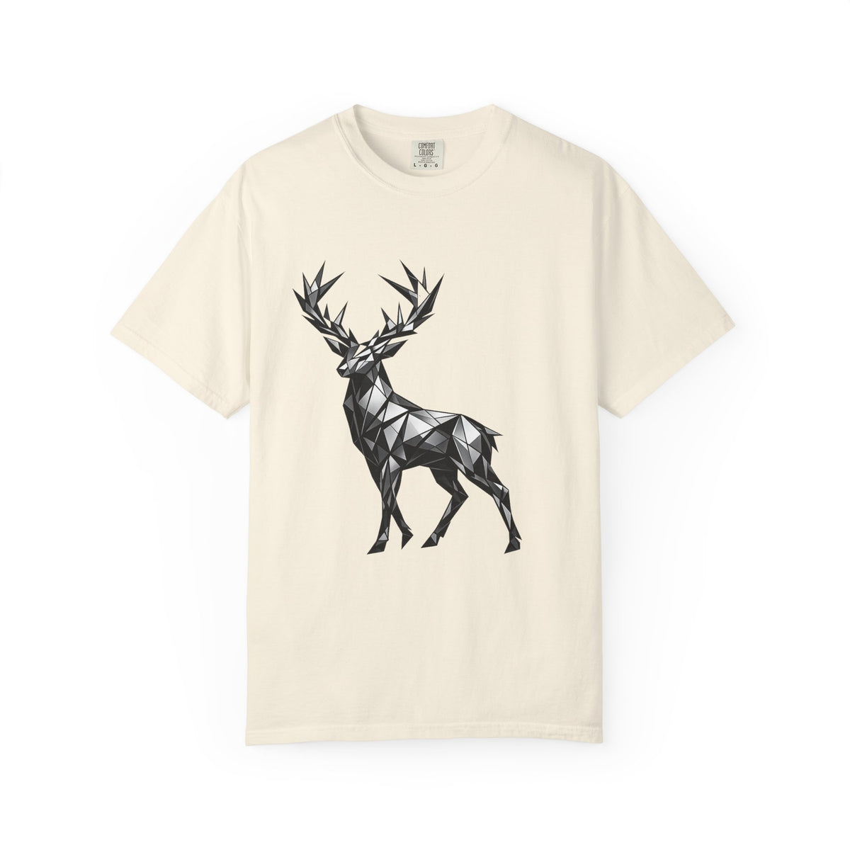 Geometric Stag T-Shirt — Black Polygon Deer Graphic Tee