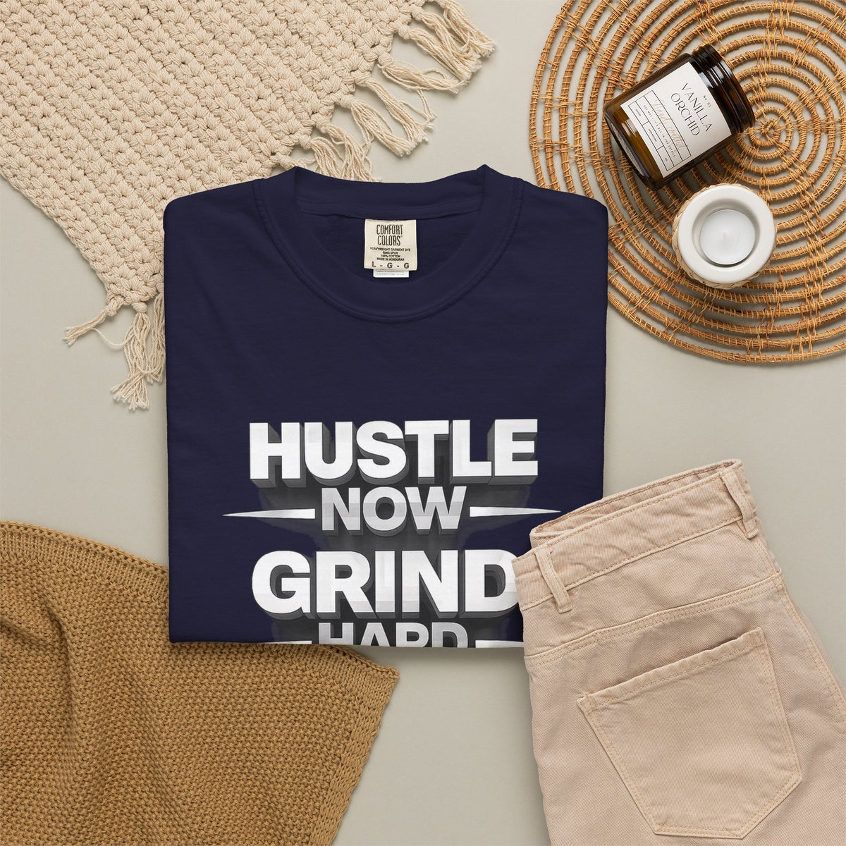 Motivational Hustle T‑Shirt — “Hustle Now, Grind Hard, Succeed Later”