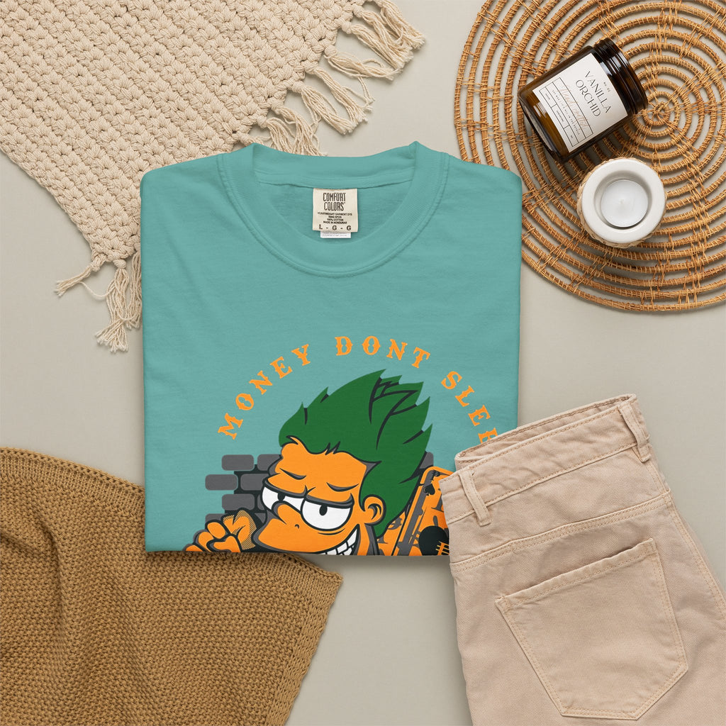 T-Shirt — 'Money Don’t Sleep' Cartoon Hustle Tee