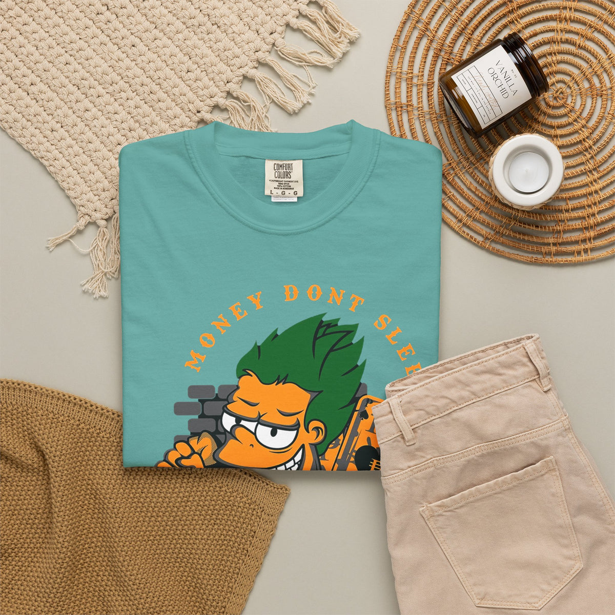 T-Shirt — 'Money Don’t Sleep' Cartoon Hustle Tee