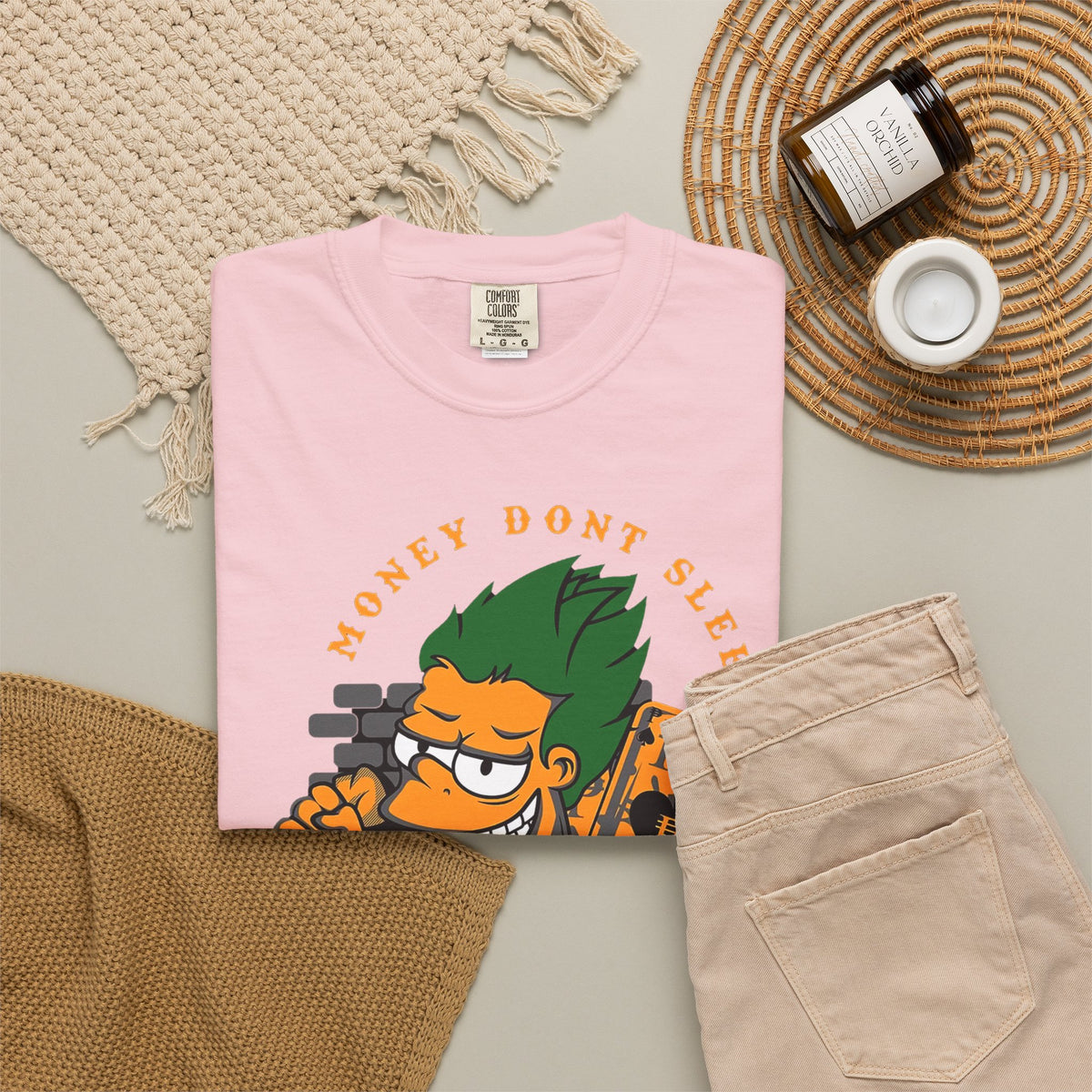 T-Shirt — 'Money Don’t Sleep' Cartoon Hustle Tee