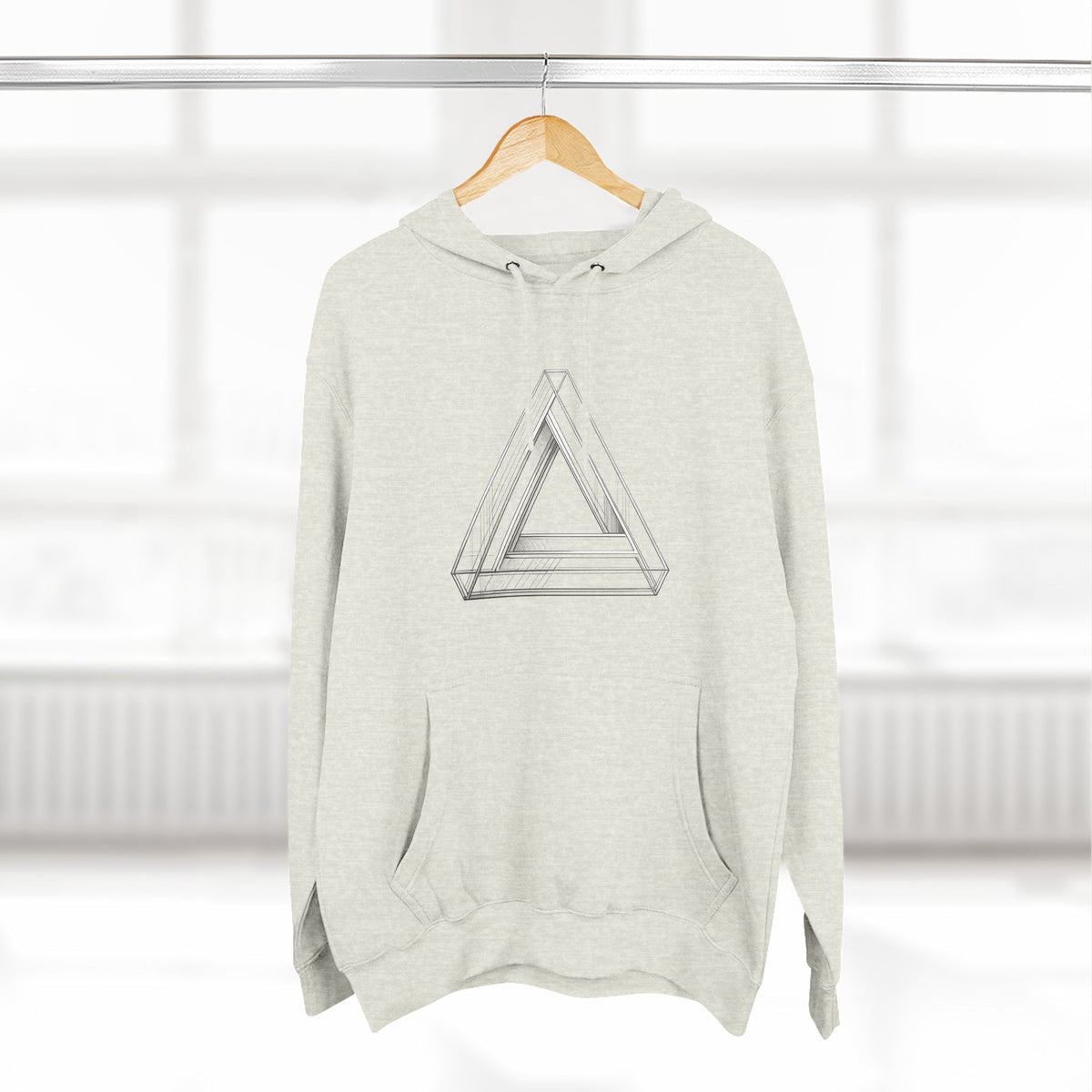 Minimal Geometric Triangle Hoodie — Three-Panel Illusion Design