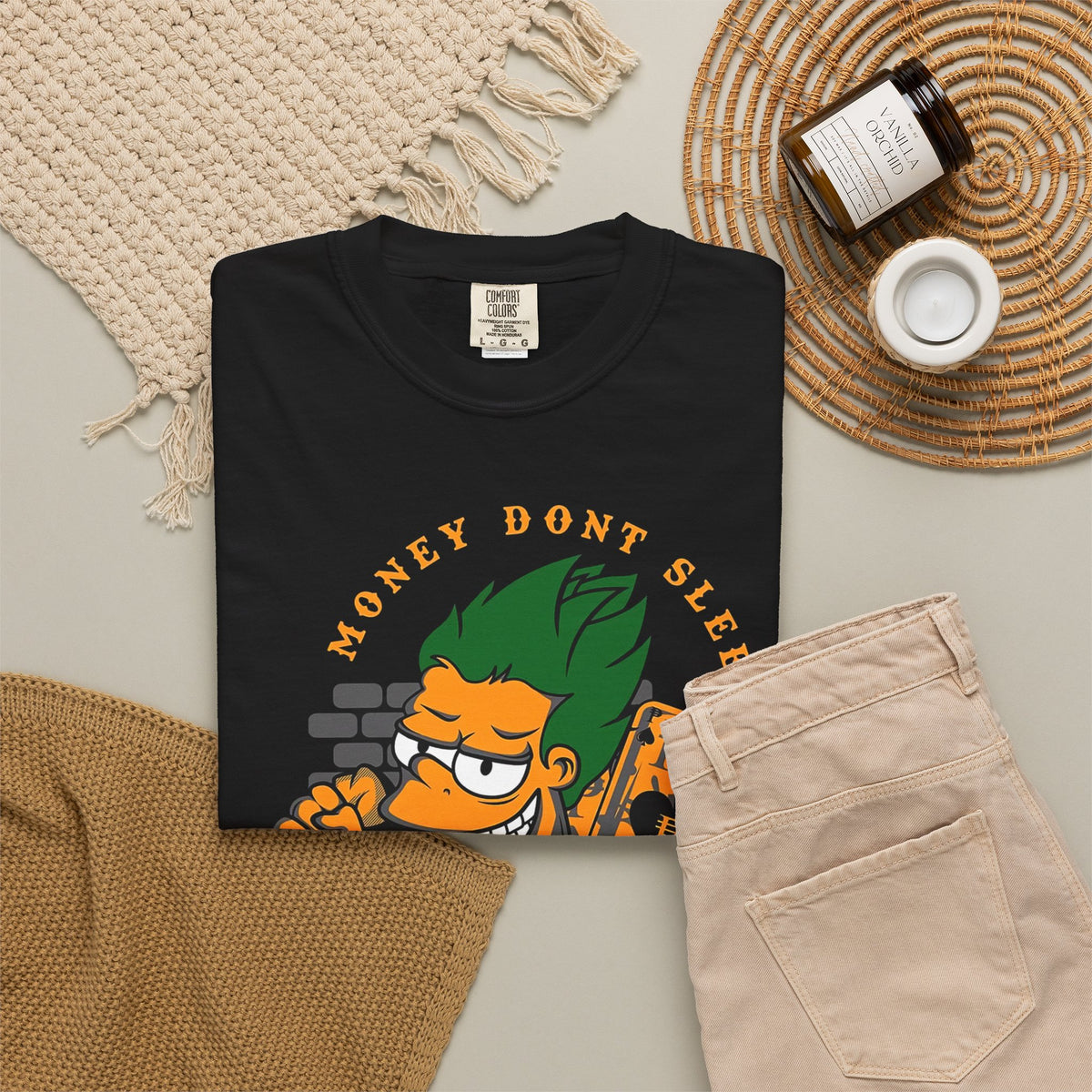 T-Shirt — 'Money Don’t Sleep' Cartoon Hustle Tee