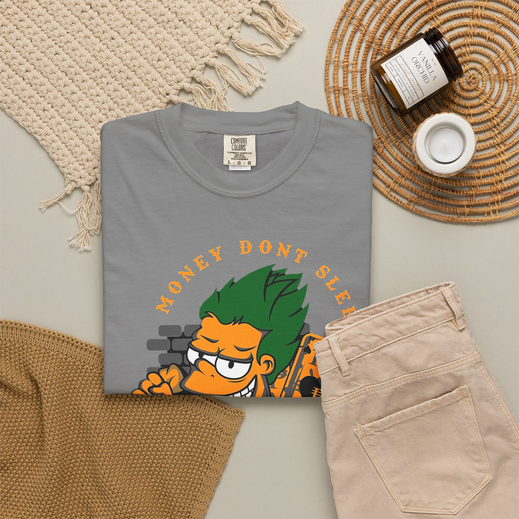T-Shirt — 'Money Don’t Sleep' Cartoon Hustle Tee