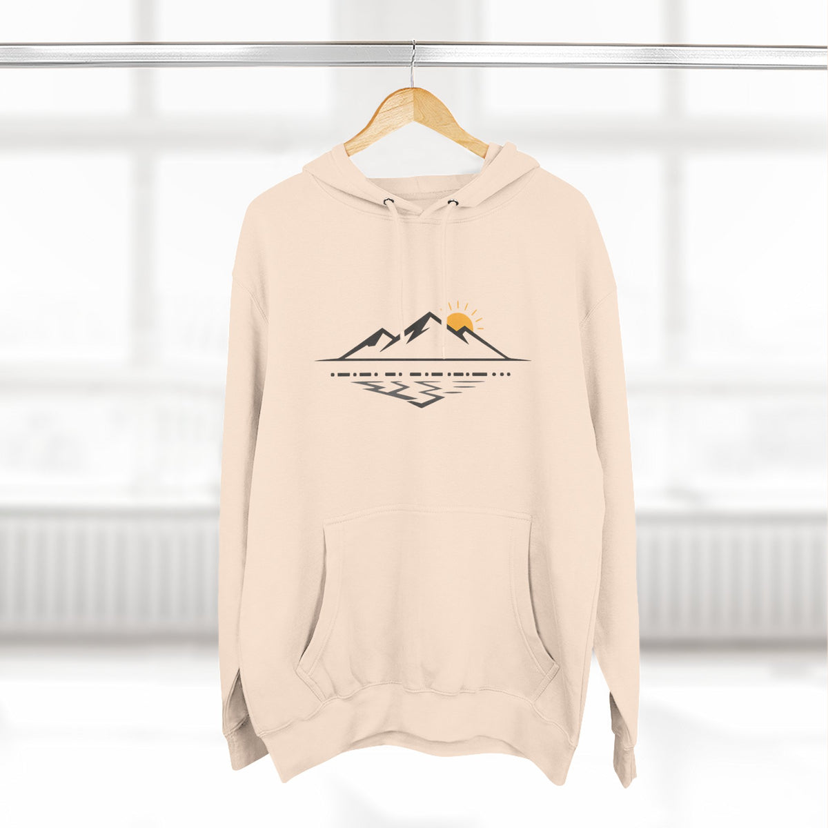 Mountain Sunrise Hoodie — Minimal Outdoor Graphic Pullover