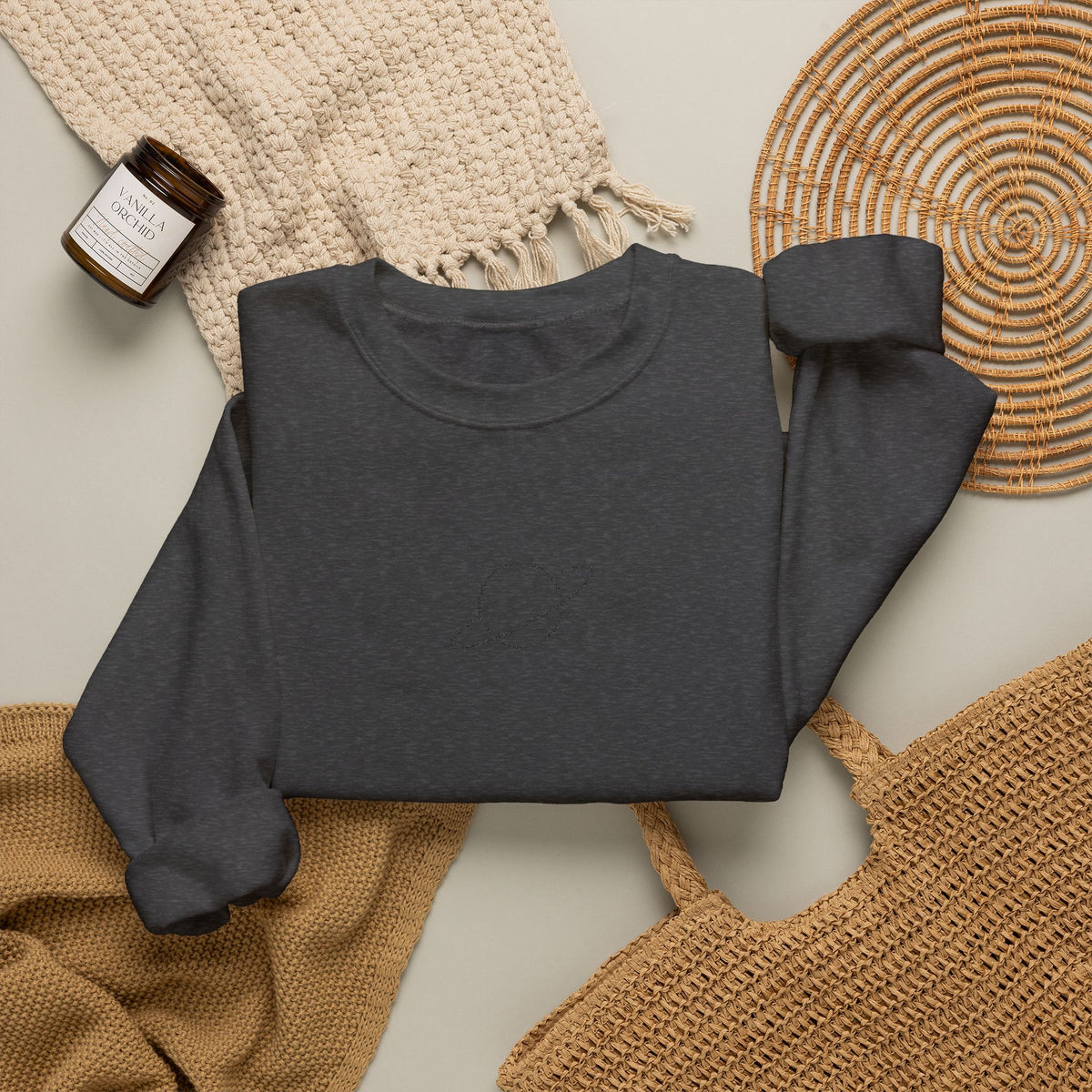 Minimal Planet Crewneck Sweatshirt Embroidered