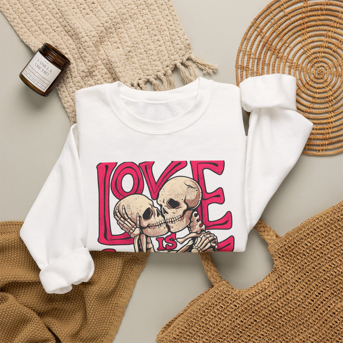 Skeleton Couple 'Love Is Love' Crewneck Sweatshirt