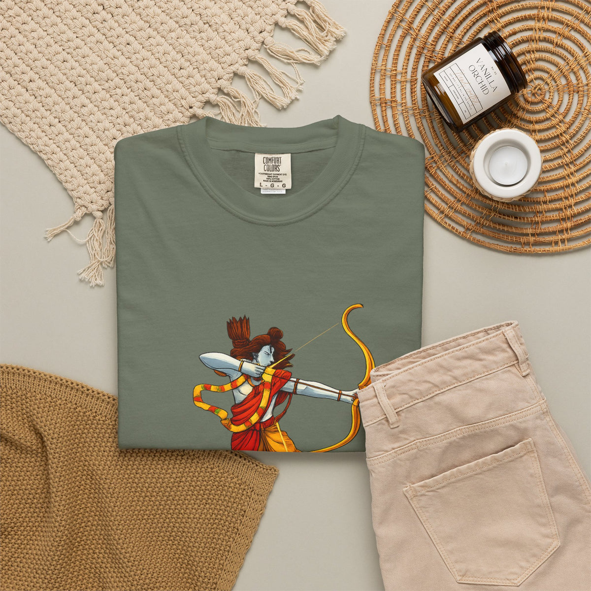 Ram Archer T-Shirt with ‘Jai Shri Ram’ Hindi Script — Hindu Festival & Devotional Tee