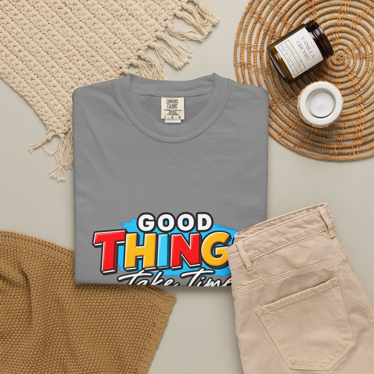 T-Shirt — "Good Things Take Time" Retro Graphic Tee