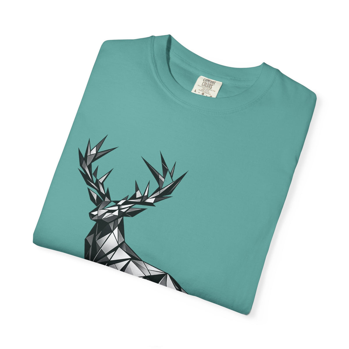 Geometric Stag T-Shirt — Black Polygon Deer Graphic Tee