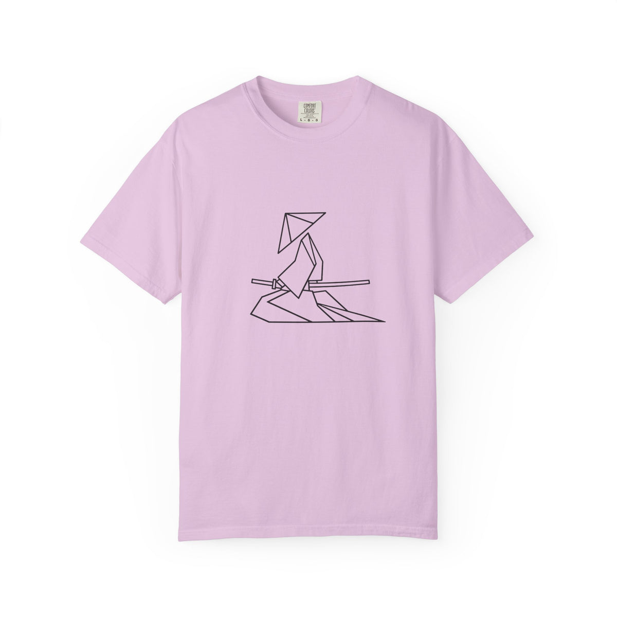 Samurai Line Art T-Shirt — Minimal Origami Swordsman Graphic Tee