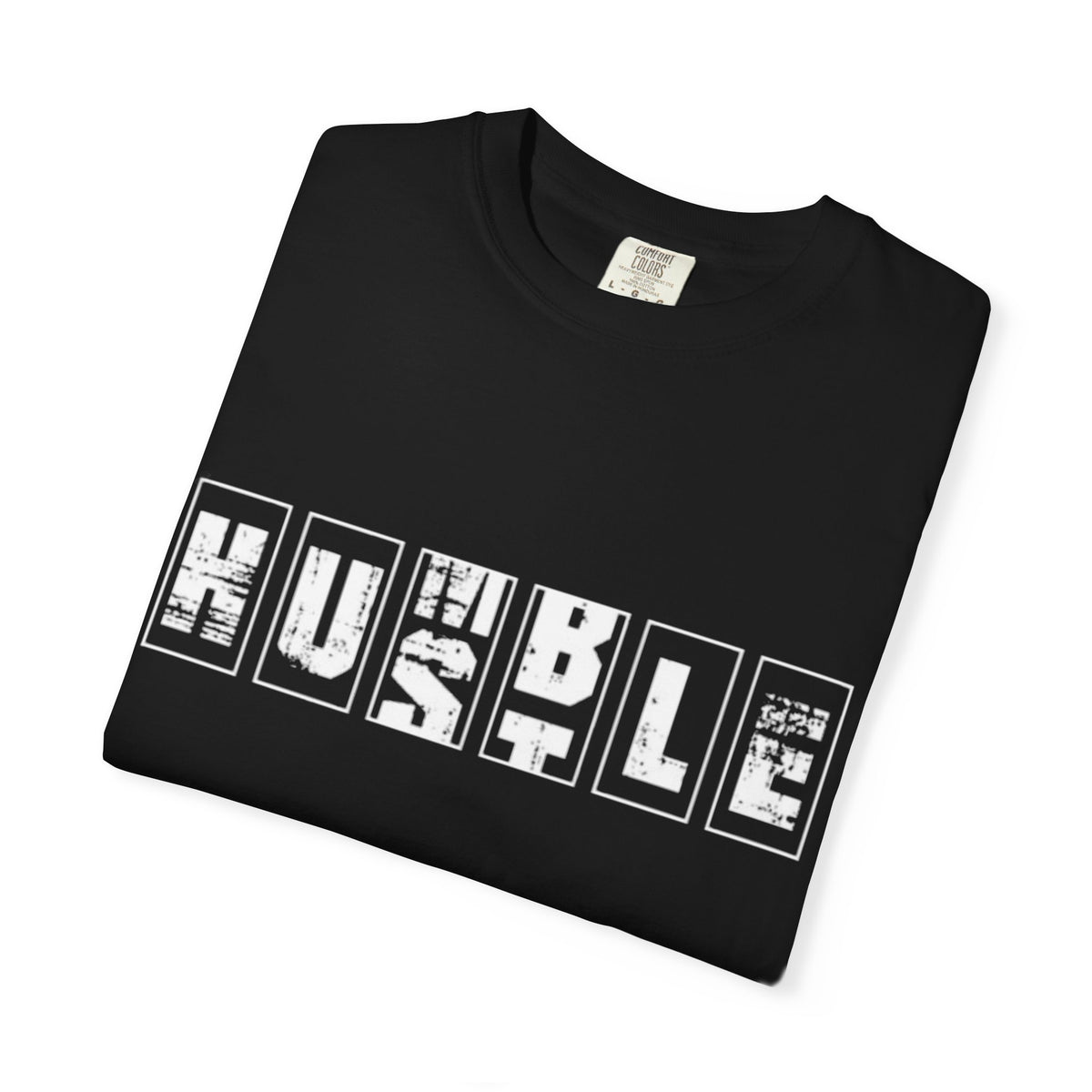 Hustle Block Letter T-Shirt — Vintage Graphic Tee with 'HUSTLE' Design