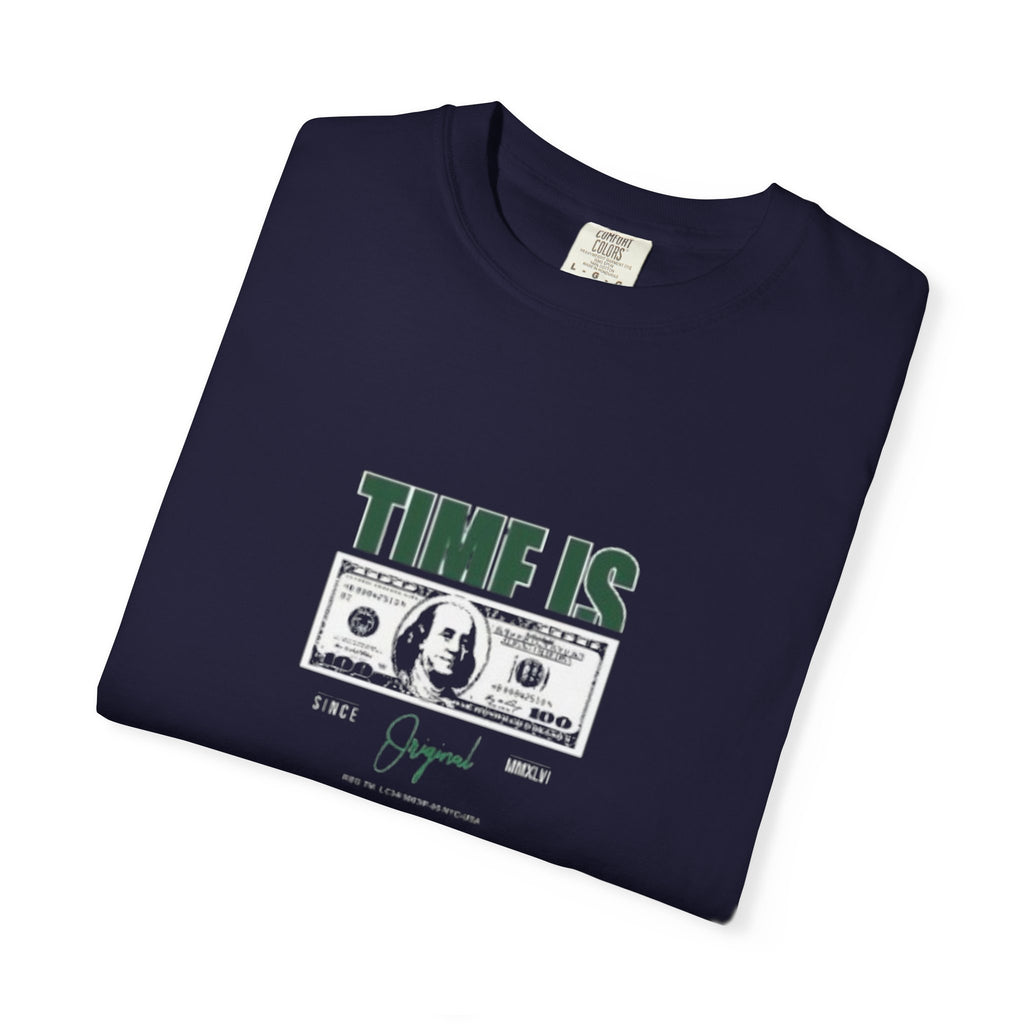 Money Vibe T-Shirt — "TIME IS" Graphic Dollar Bill Tee
