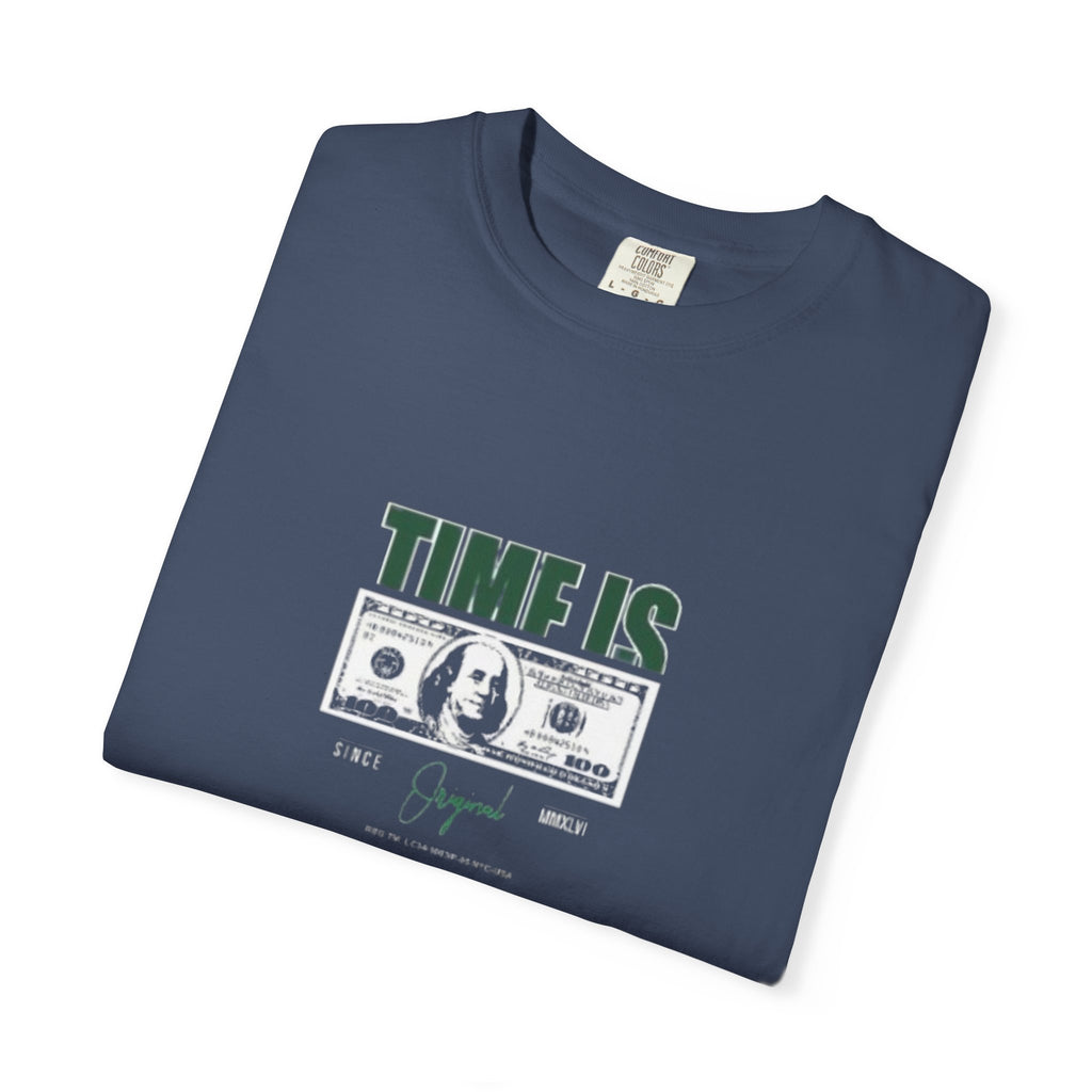 Money Vibe T-Shirt — "TIME IS" Graphic Dollar Bill Tee