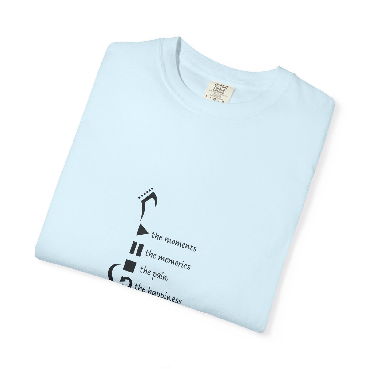 Guitar Silhouette Tee — "Our Moments, Our Memories, Our Music, Our Happiness"