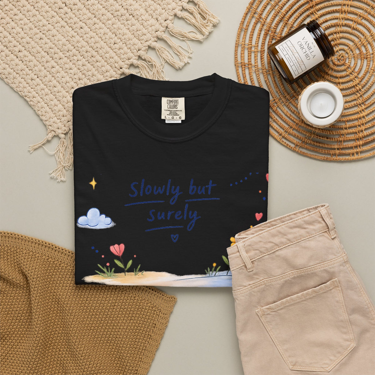T-Shirt — "Slowly but Surely" Cute Doodle Graphic Tee