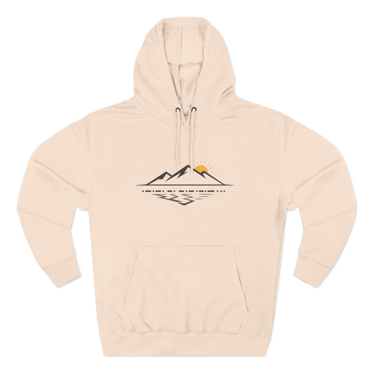 Mountain Sunrise Hoodie — Minimal Outdoor Graphic Pullover