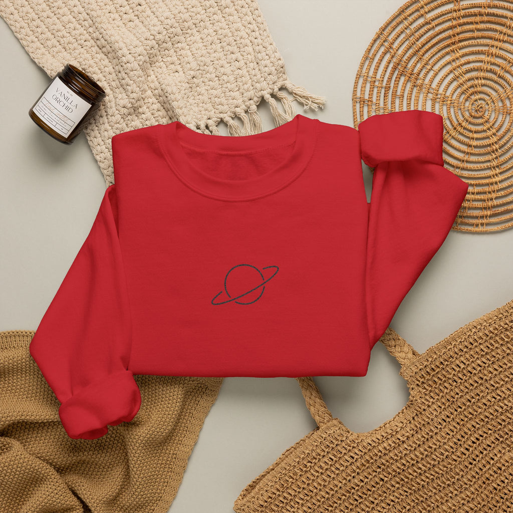 Minimal Planet Crewneck Sweatshirt Embroidered