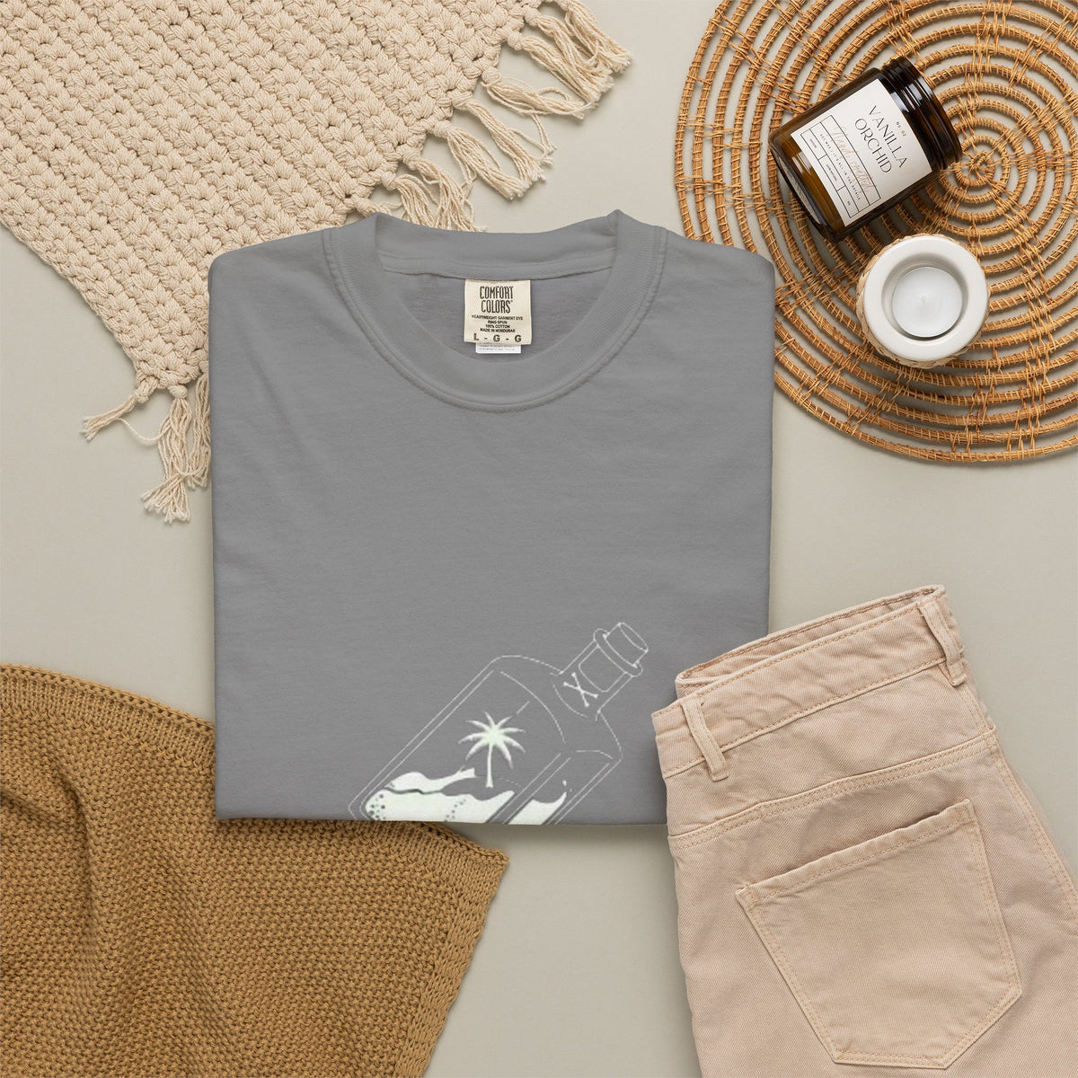 Pocket Island T‑Shirt — Minimal Bottle Isle Graphic Tee