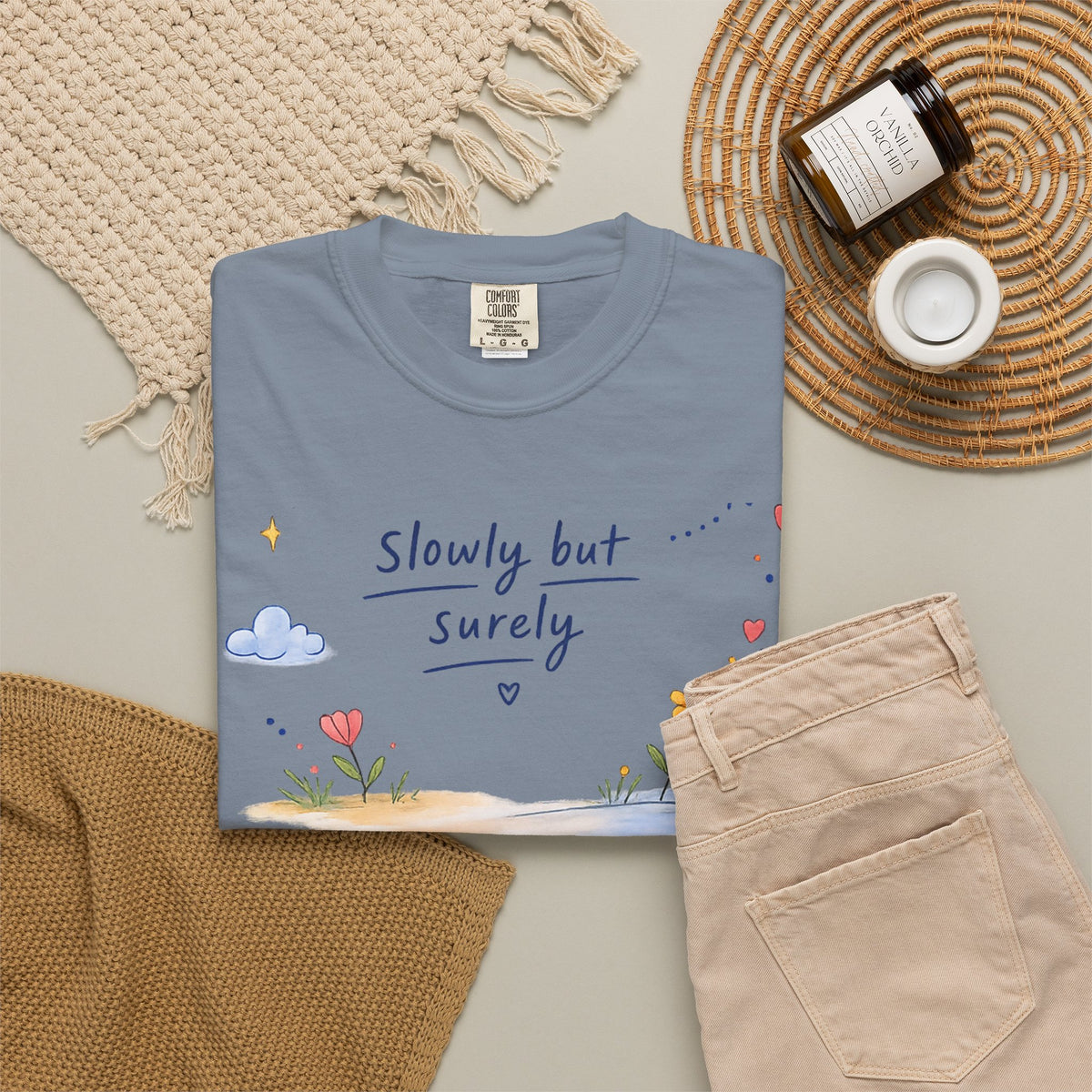 T-Shirt — "Slowly but Surely" Cute Doodle Graphic Tee