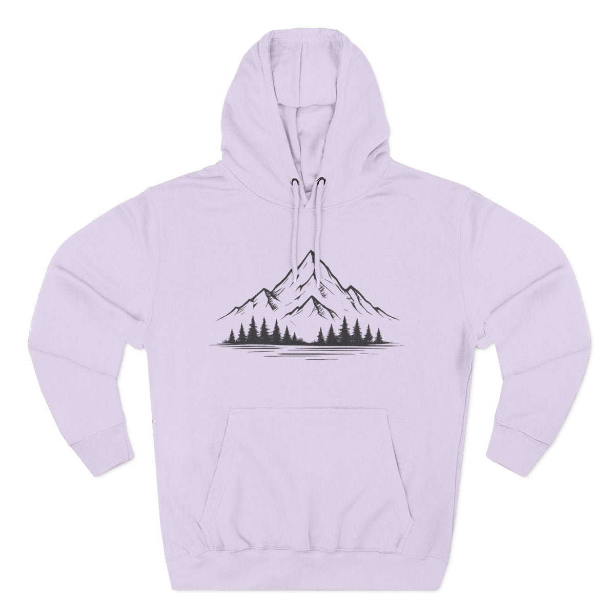Mountain Pines Hoodie — Minimal Mountain & Forest Graphic Pullover