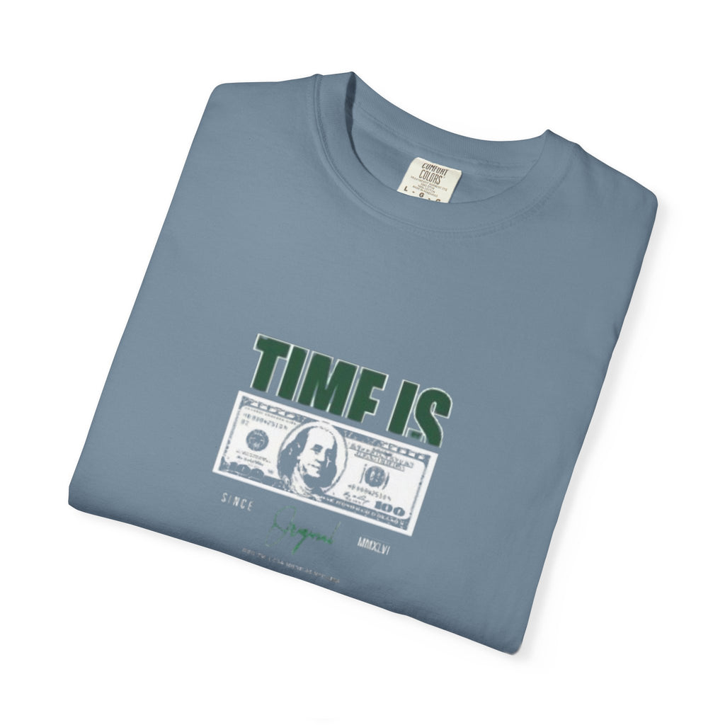 Money Vibe T-Shirt — "TIME IS" Graphic Dollar Bill Tee