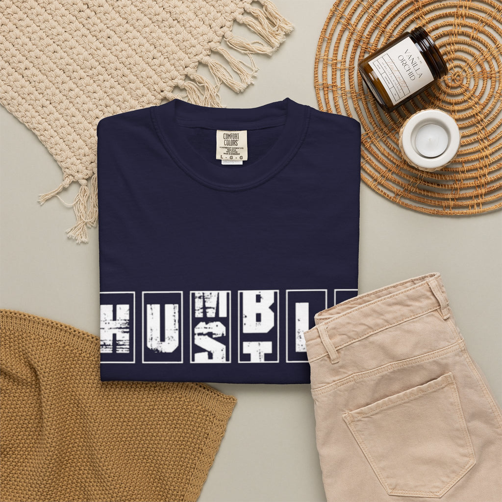 Hustle Block Letter T-Shirt — Vintage Graphic Tee with 'HUSTLE' Design