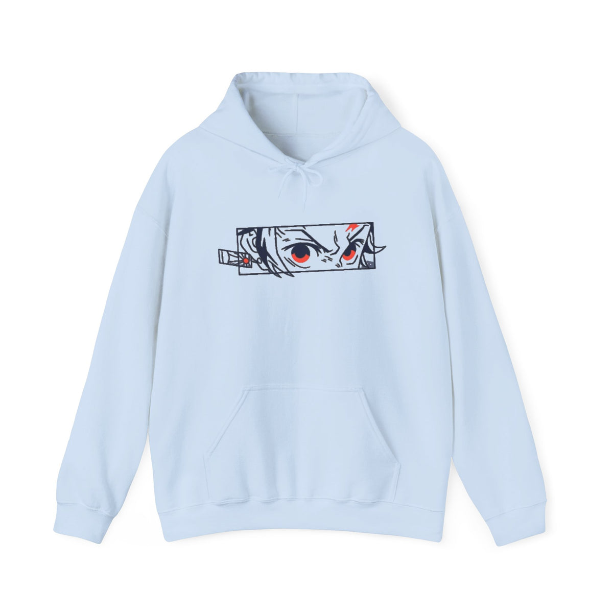 Anime Eyes Hoodie — Minimal Red & Black Manga Gaze Sweatshirt