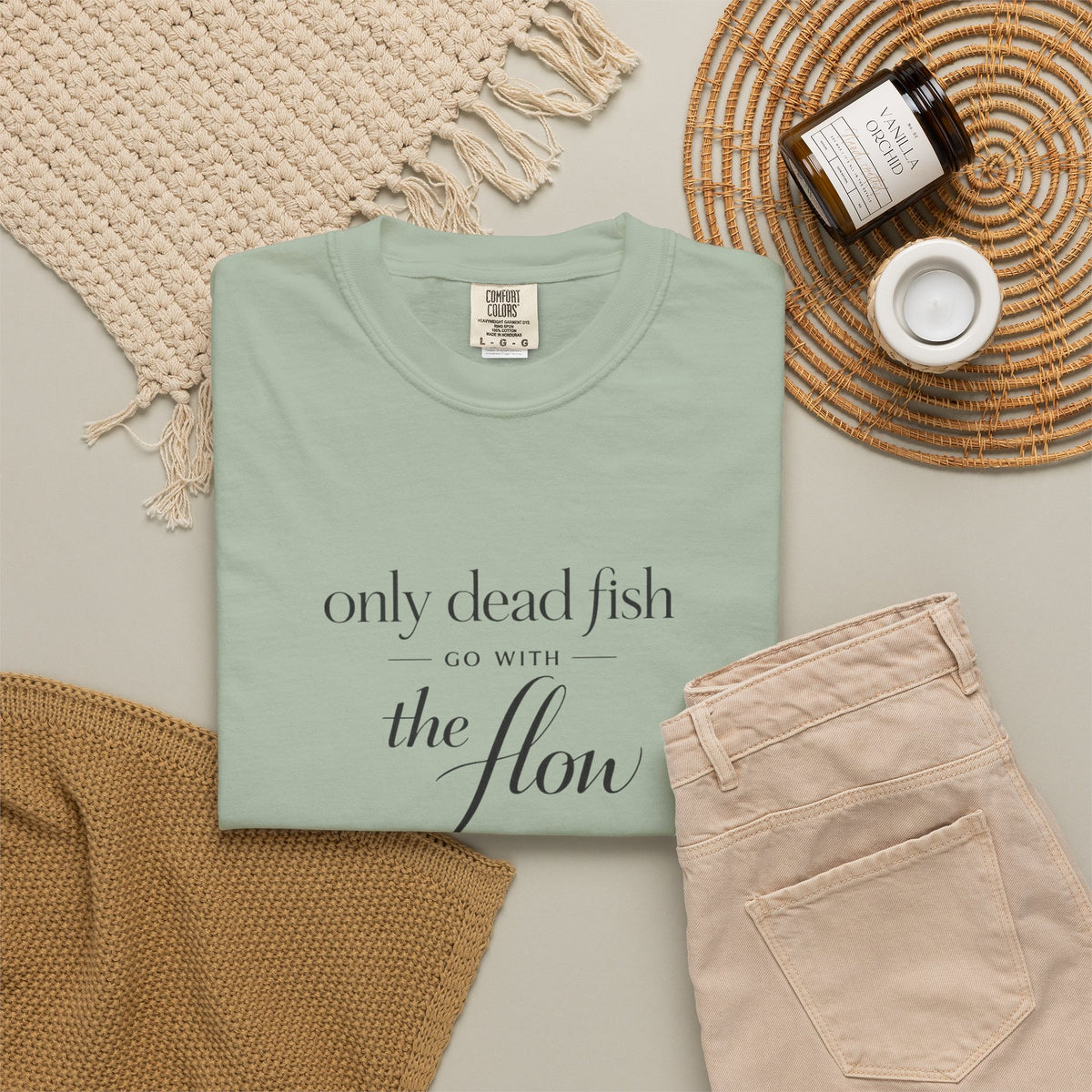 'Only Dead Fish Go With the Flow' Graphic T-Shirt