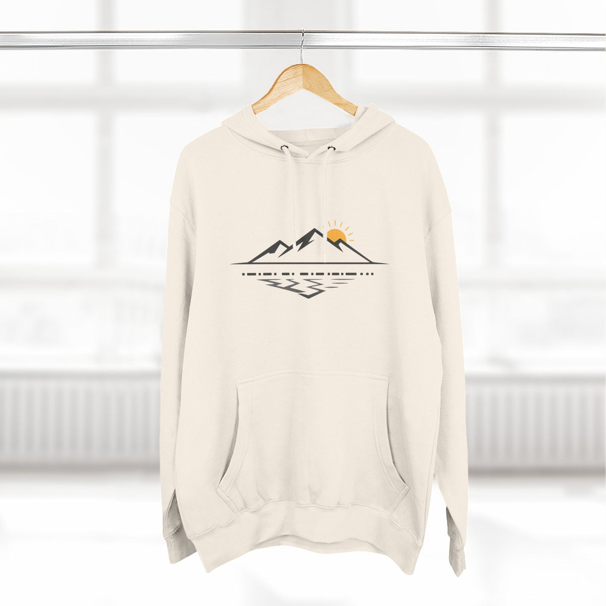 Mountain Sunrise Hoodie — Minimal Outdoor Graphic Pullover
