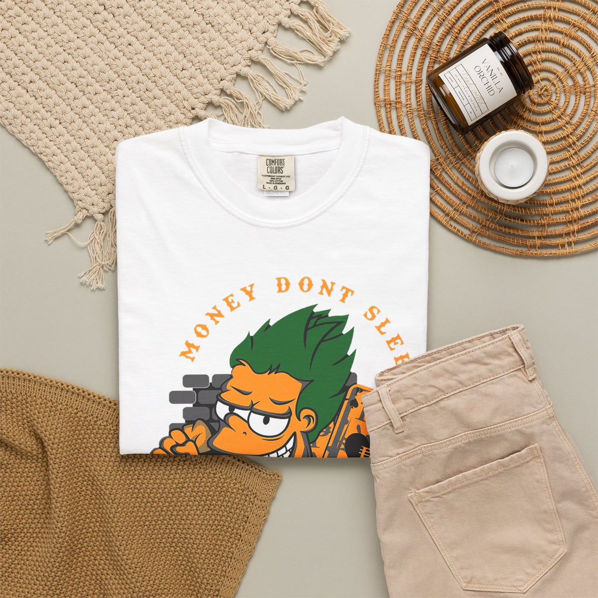 T-Shirt — 'Money Don’t Sleep' Cartoon Hustle Tee