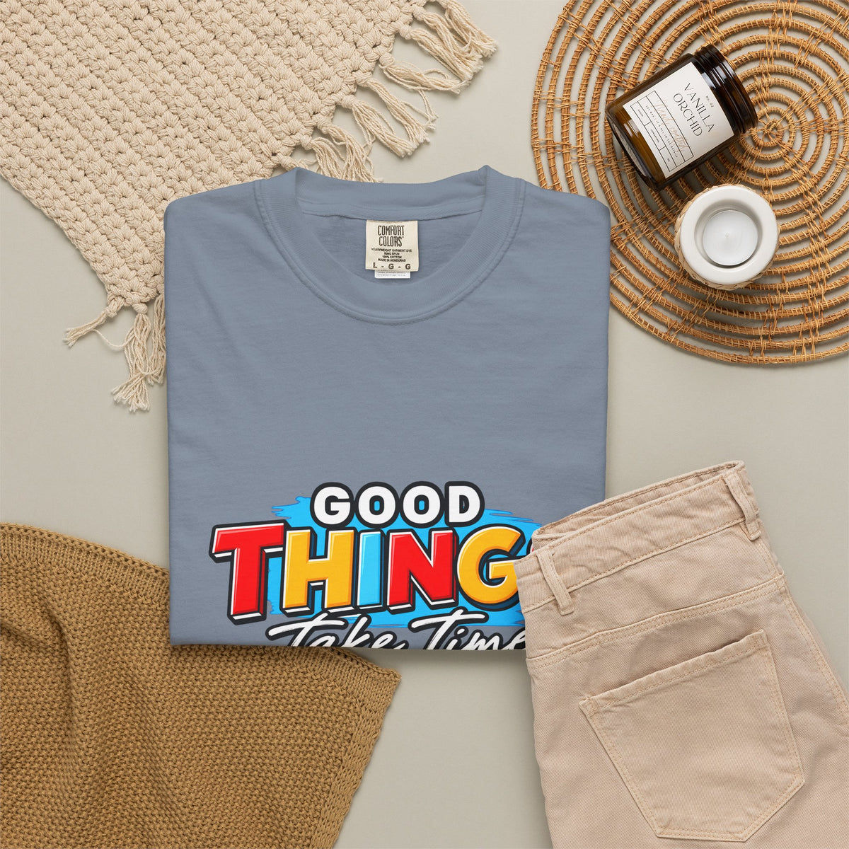 T-Shirt — "Good Things Take Time" Retro Graphic Tee
