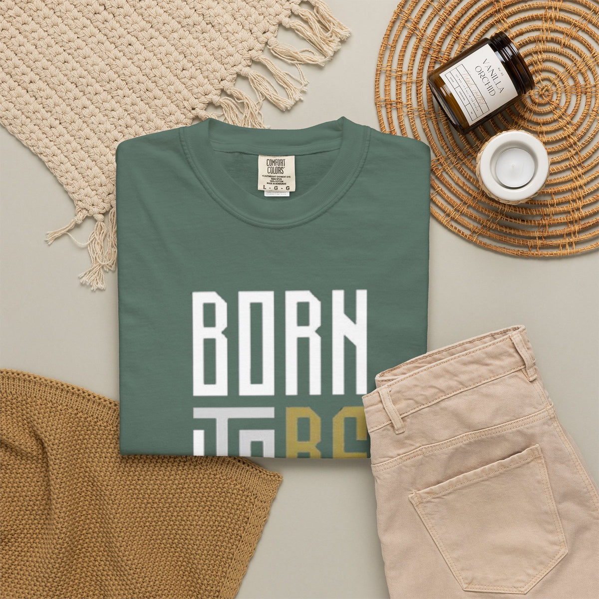 T-Shirt — "Born To Be Untile" Bold Vertical Typography Tee