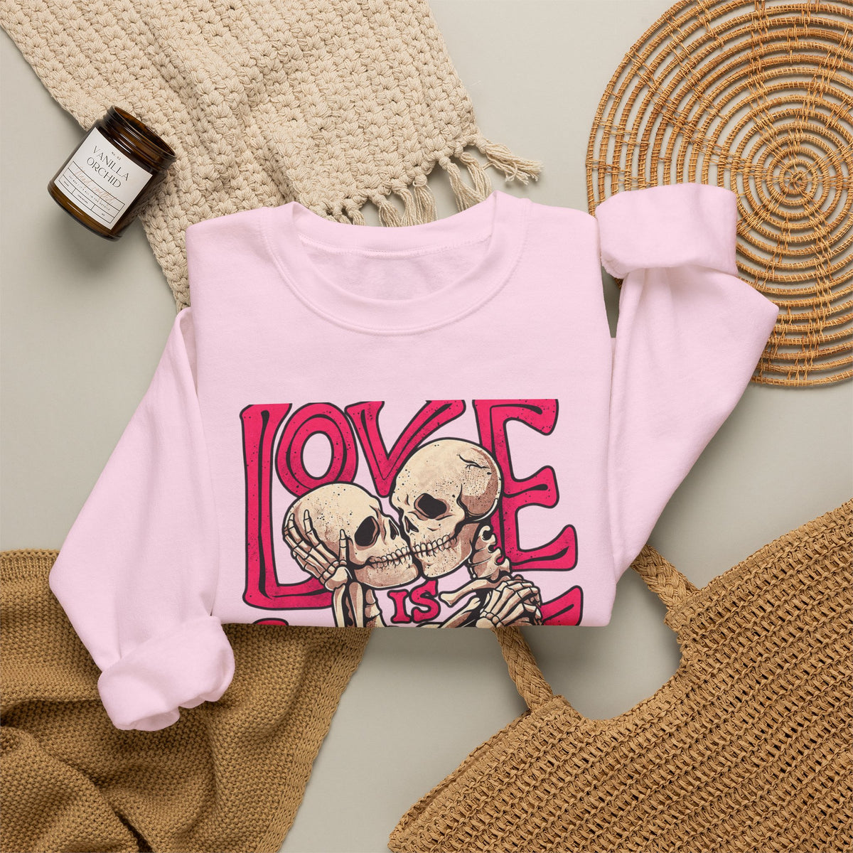 Skeleton Couple 'Love Is Love' Crewneck Sweatshirt
