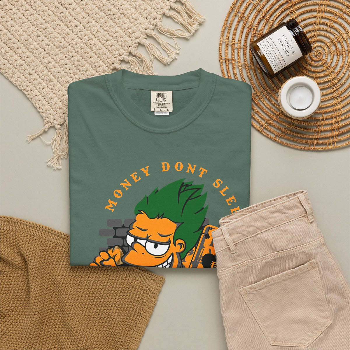 T-Shirt — 'Money Don’t Sleep' Cartoon Hustle Tee