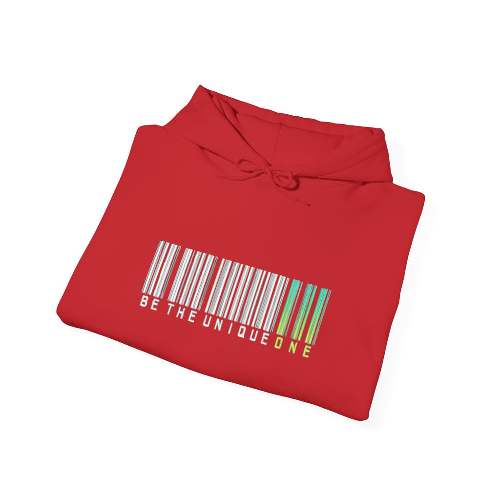 Unique One Barcode Hoodie — "Be the Unique One" Graphic Pullover