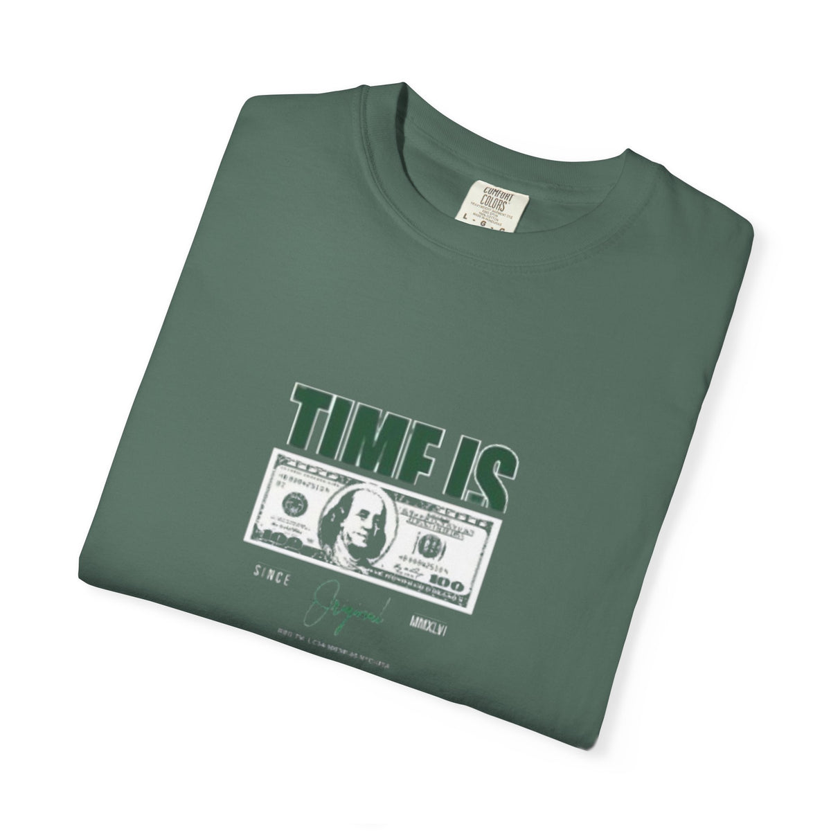 Money Vibe T-Shirt — "TIME IS" Graphic Dollar Bill Tee