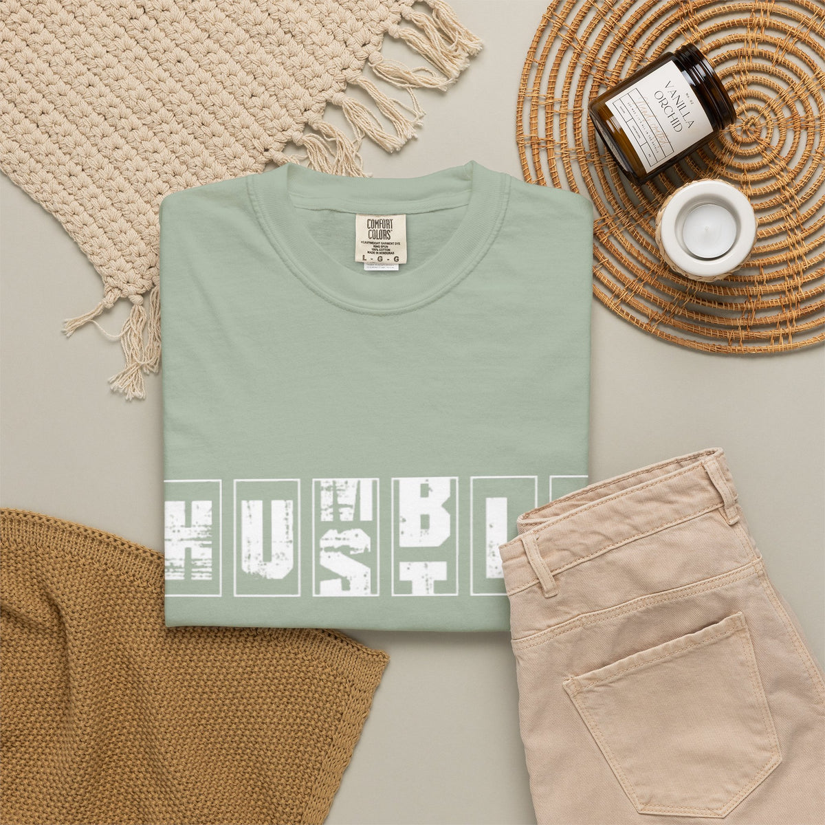 Hustle Block Letter T-Shirt — Vintage Graphic Tee with 'HUSTLE' Design