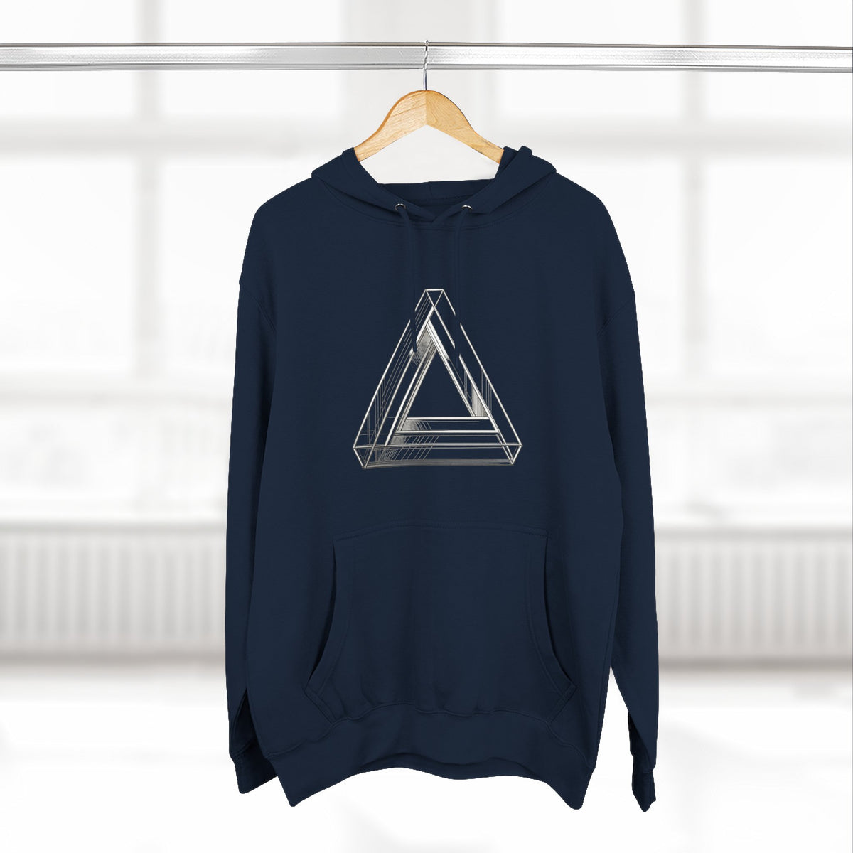 Minimal Geometric Triangle Hoodie — Three-Panel Illusion Design