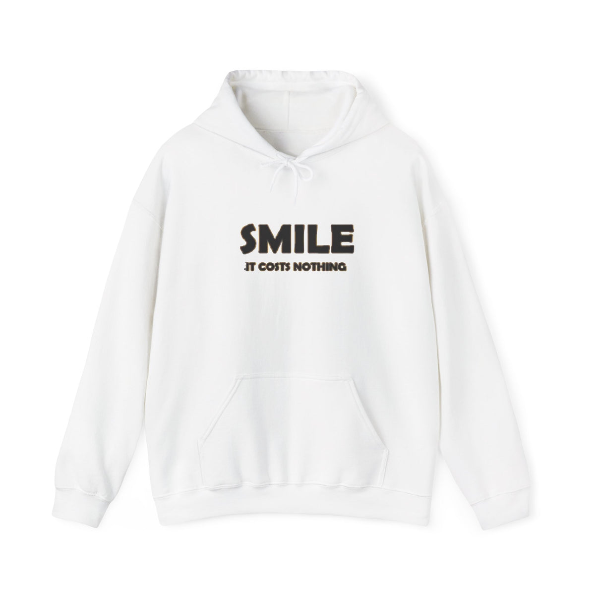 Smile It Costs Nothing Hoodie — Minimalist Positive Message Hooded Sweatshirt
