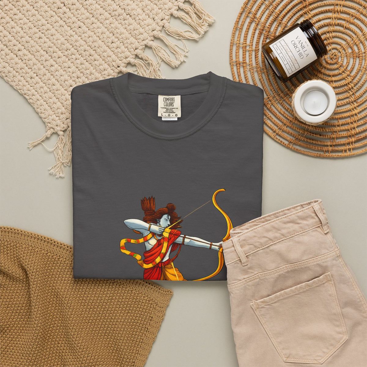 Ram Archer T-Shirt with ‘Jai Shri Ram’ Hindi Script — Hindu Festival & Devotional Tee