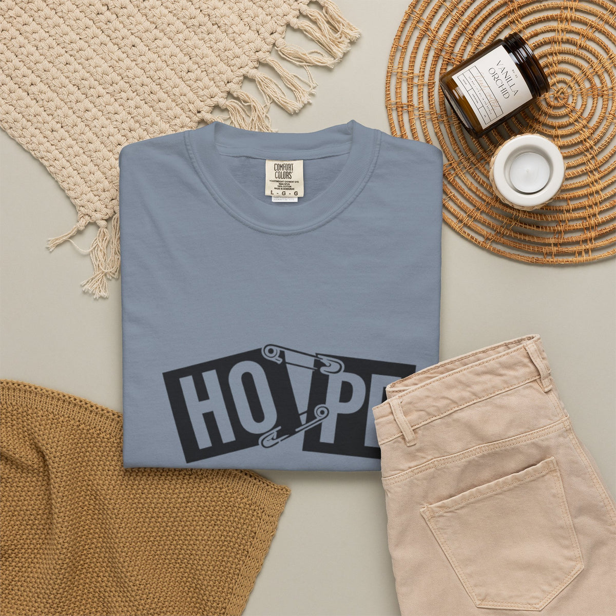 Hope Safety Pin T-Shirt — Graphic 'HOPE' Design