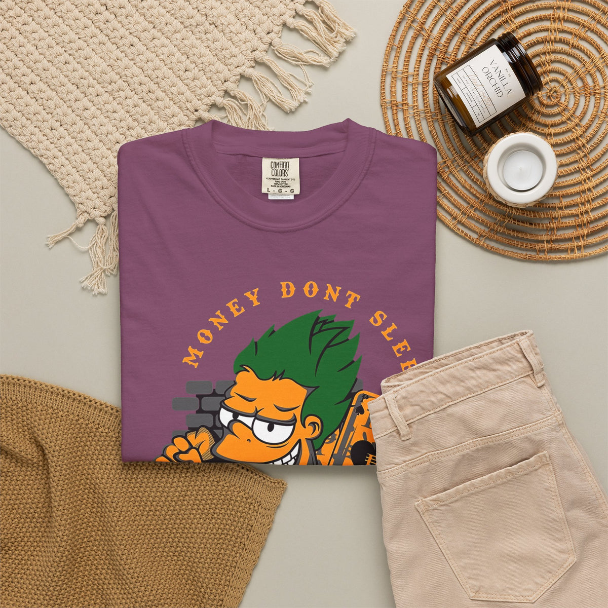 T-Shirt — 'Money Don’t Sleep' Cartoon Hustle Tee