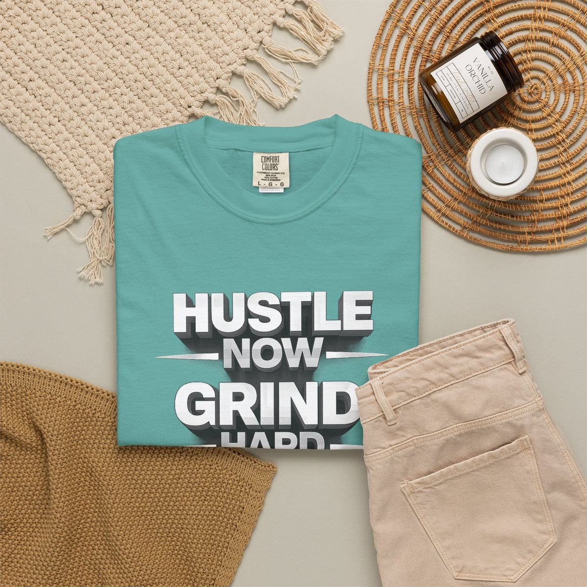 Motivational Hustle T‑Shirt — “Hustle Now, Grind Hard, Succeed Later”