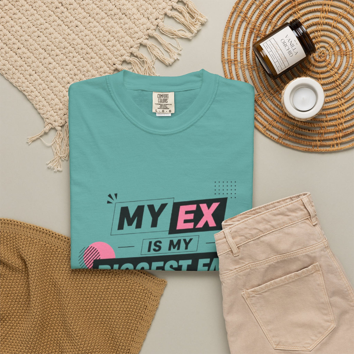 Funny Graphic T-Shirt — "My Ex Is My Biggest Fan" Retro Pink & Black
