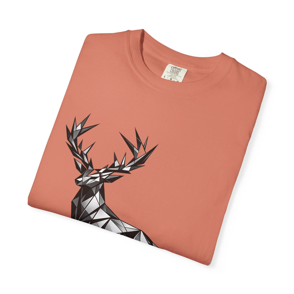 Geometric Stag T-Shirt — Black Polygon Deer Graphic Tee