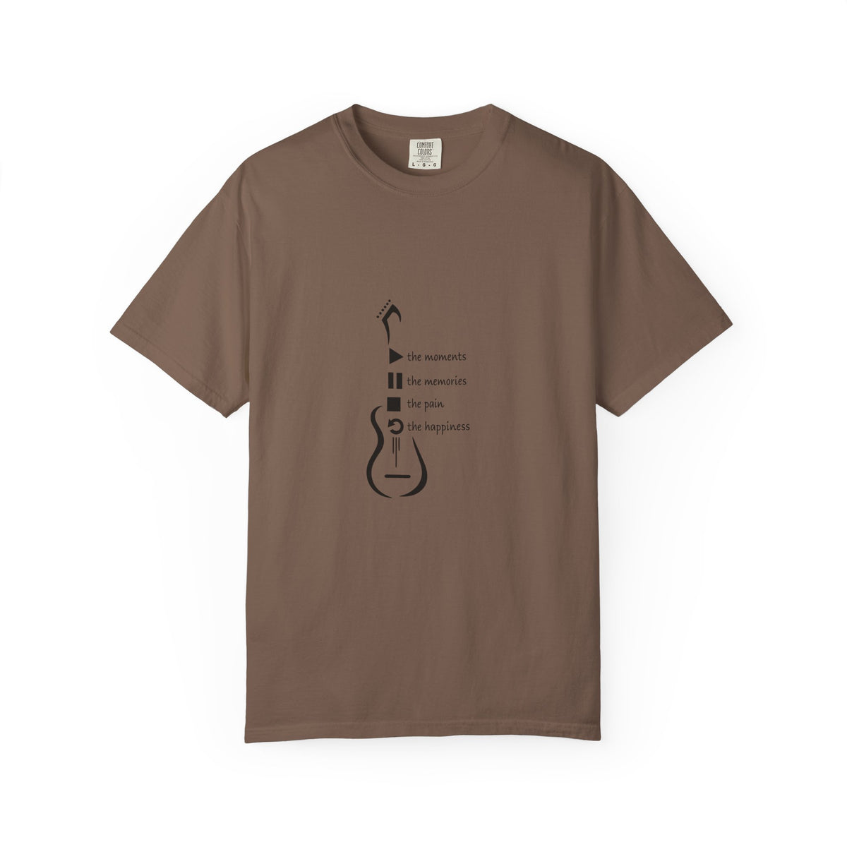 Guitar Silhouette Tee — "Our Moments, Our Memories, Our Music, Our Happiness"