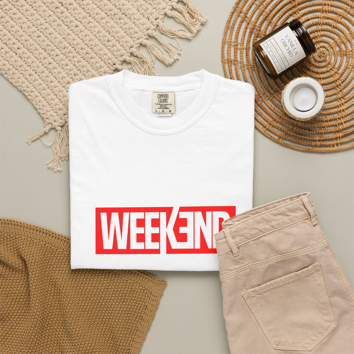 Weekend Box Logo T-Shirt — Retro Red Graphic Tee