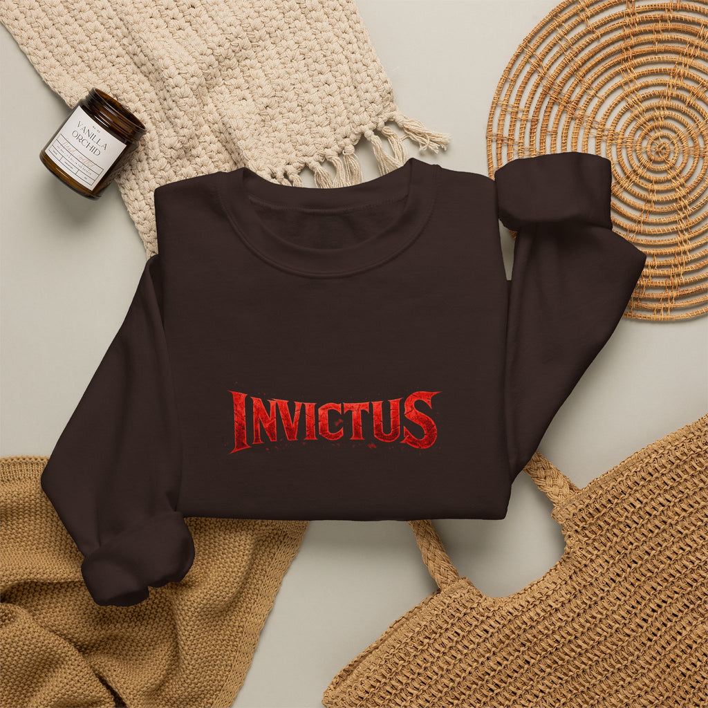 Invictus Crewneck Sweatshirt — Bold Red Script Pullover